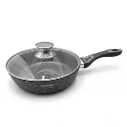 Глибока сковорода Benson BN-482 з мармуровим покриттям та кришкою, 24 см