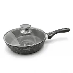 Глибока сковорода Benson BN-482 з мармуровим покриттям та кришкою, 24 см