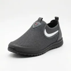 Сліпони чоловічі літні сірі з білою вставкою (сітка)