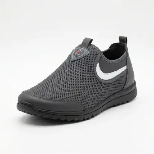 Сліпони чоловічі літні сірі з білою вставкою (сітка)