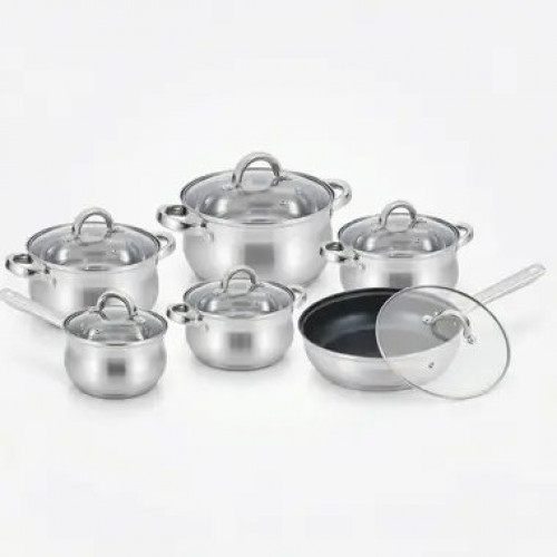 Набор посуды из нержавеющей стали Benson BN-212 (12 предметов)