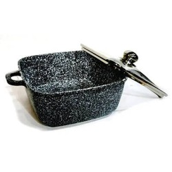 Котел (каструля) з кришкою квадратний, мармурове покриття 5,1 літра BN-362