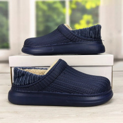 Калоші без задника сабо на хутрі жіночі Dago Style темно-сині