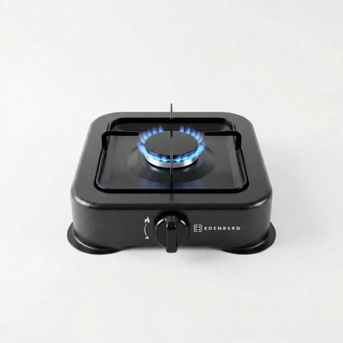 Газова плита настільна 1 конфорка Edenberg EB-62301. Чорна емальована плитка (Таганок)