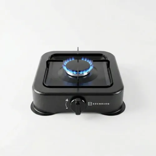 Газова плита настільна 1 конфорка Edenberg EB-62301. Чорна емальована плитка (Таганок)