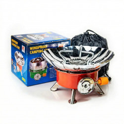 Газовая горелка туристическая Kovar ZT-203 с ветрозащитой (лепестки) и пьезоподжигом, в чехле