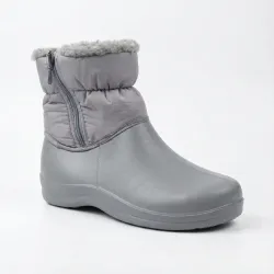 Жіночі зимові дутики чоботи сірі на блискавці утеплені хутром піна ЕВА (36-41)
