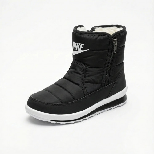 Жіночі зимові дутики черевики чорні спорт на білій підошві теплі на блискавці (36-41) (арт. 8387)