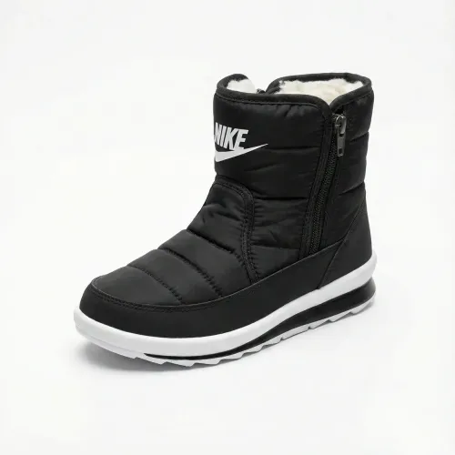 Жіночі зимові дутики черевики чорні спорт на білій підошві теплі на блискавці (36-41)