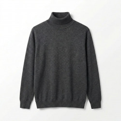 Мужской гольф-водолазка теплый, темно-серый (52-56). Базовый свитер под горло