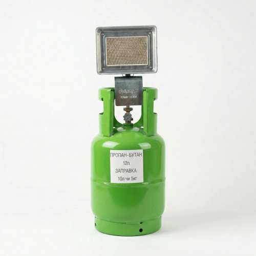 Газовий комплект: Балон 12 л + Обігрівач Nurgaz 309 (1.5 кВт). Туристичний набір для обігріву, Кераміка