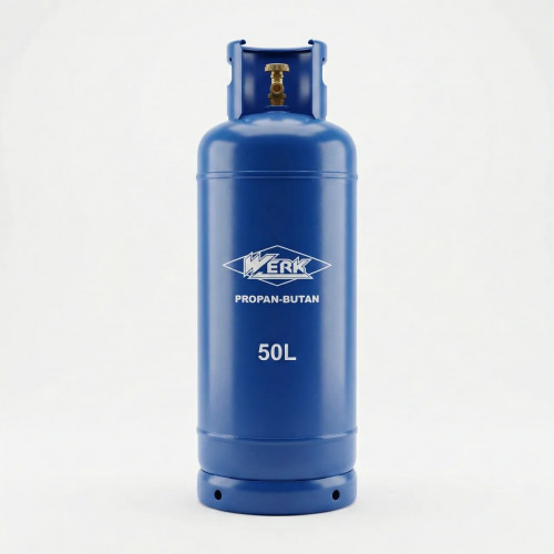 Газовый баллон 50 л WERK с безопасным вентилем (Италия). Бытовой пропан-бутан баллон для дома и отопления