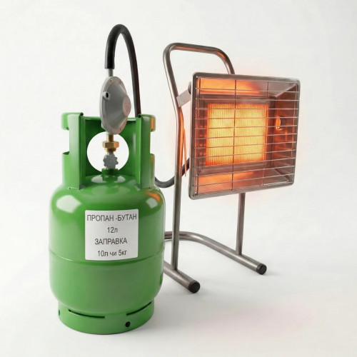 Комплект обігріву 2в1: Газовий пальник Nurgaz + Балон 12 літрів. Автономне тепло для дому та кемпінгу