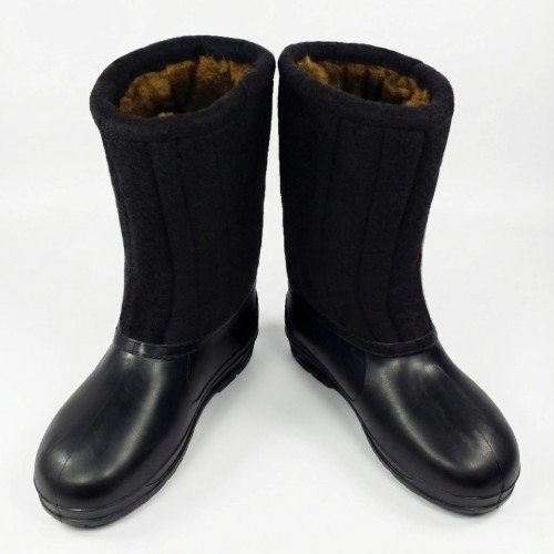 Бурки повстяні чорні з гумовими калошами — тепло і сухість у будь-який мороз