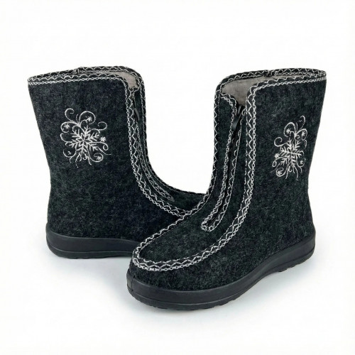Жіночі бурки Dago з вишивкою чорні 37 розмір — тепло і стиль взимку