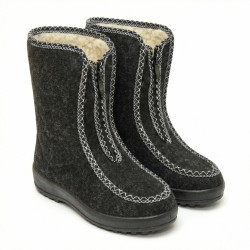 Бурки жіночі зимові Даго Стиль темно-сірі з хутром та блискавкою