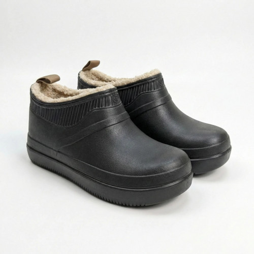 Жіночі галоші утеплені чорні з ребристим кантом (37-41) — тепло та захист у будь-яку погоду