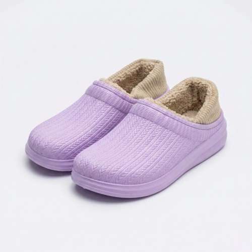 Жіночі галоші утеплені фіолетові з синім хутром — тепло і комфорт у будь-яку погоду