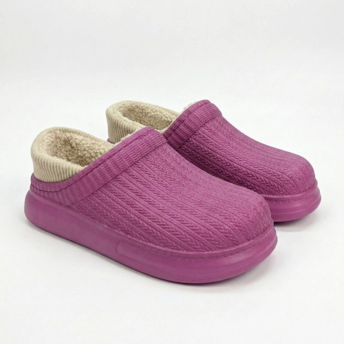 Жіночі галоші утеплені плетені малинові з кантом (37-41) — тепло і стиль