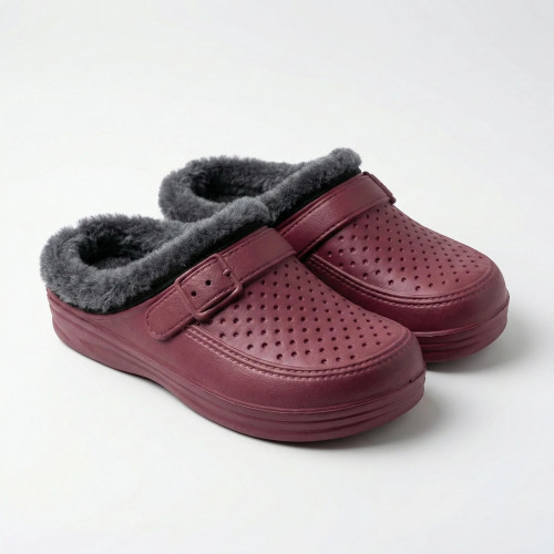 Жіночі утеплені крокси бордові на хутрі — тепло і комфорт взимку