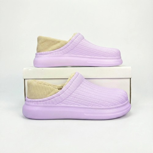 Галоші без задника сабо на хутрі жіночі Dago Style бузкові — тепло і комфорт