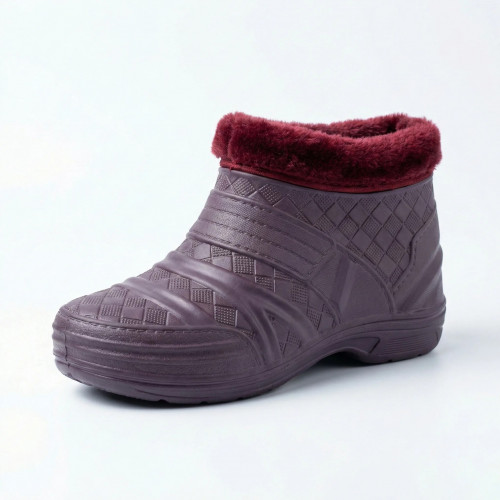 Жіночі галоші утеплені сливові з хутром — тепло та комфорт у будь-яку погоду