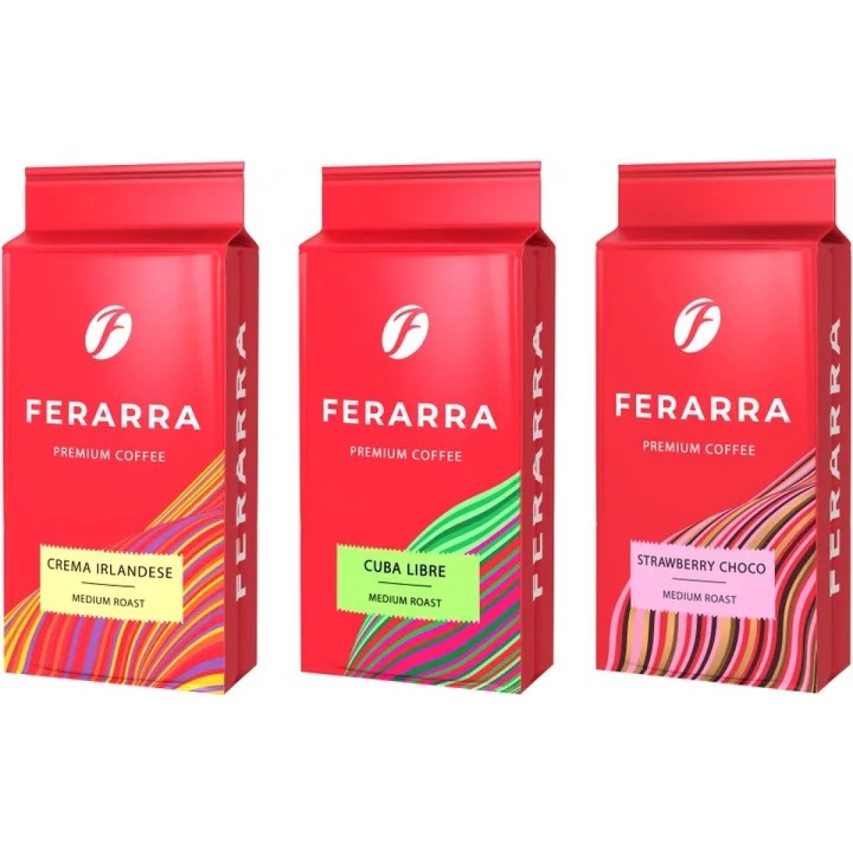 Набір кави Ferarra Crema Irlandese 250 г + Cuba Libre 250 г + Strawberry Choco 250 г (2000989193364) (арт. 574)