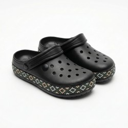 Жіночі сабо крокси Даго Стиль Вишиванка чорні з ЕВА — стиль і комфорт