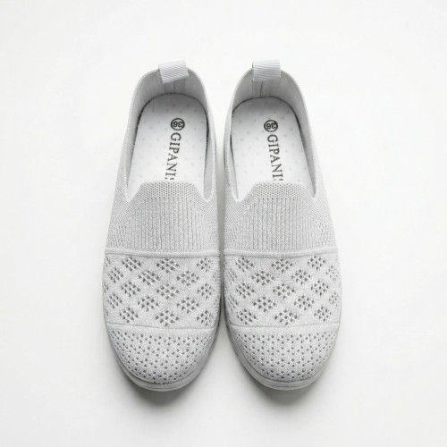 Жіночі сірі сліпони Gipanis — легкі текстильні мокасини на літо