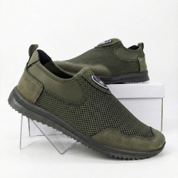 Чоловічі кросівки-мокасини Dago Style хакі з сіткою — комфорт на кожен день