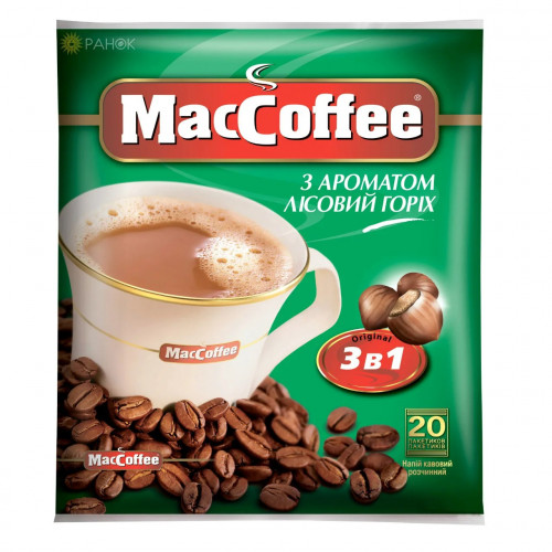 Кава розчинна Maccoffee зі смаком Лісового горіха 25 пакетів