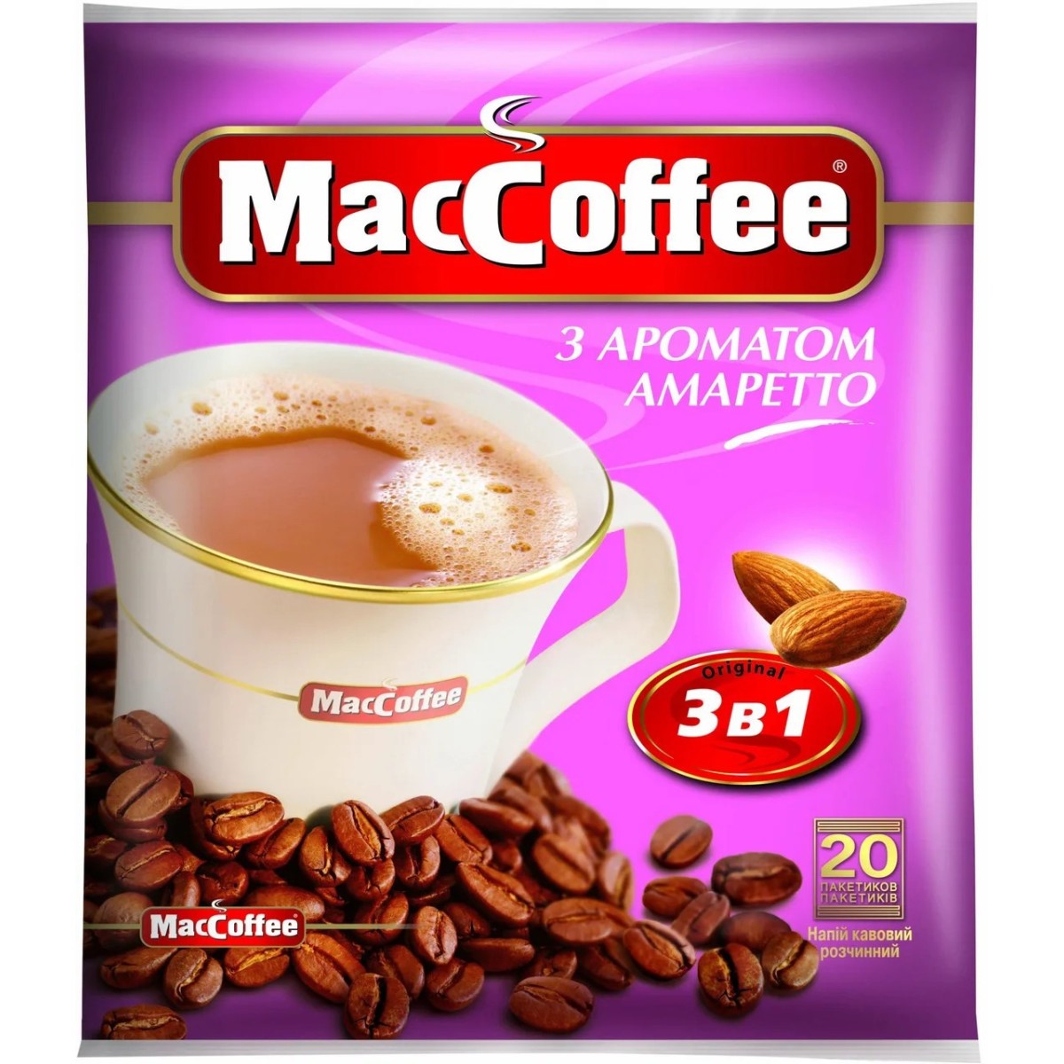 Кава розчинна Maccoffee зі смаком Амаретто 25 пакетів (арт. 304)