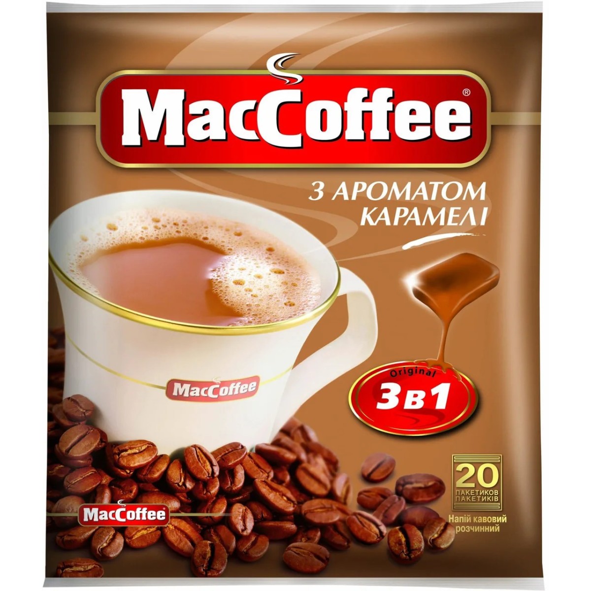 Кава розчинна Maccoffee зі смаком карамелі 25 пакетів (арт. 303)