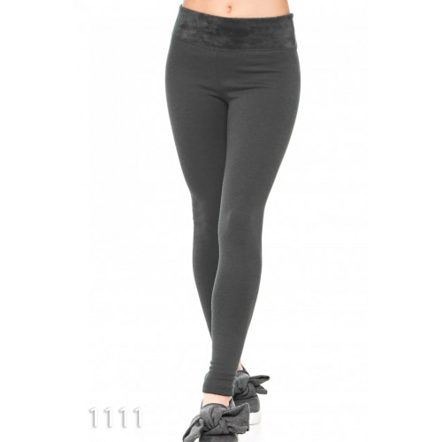 Теплі темно-сірі легінси з трикотажу на хутрі з широким поясом S/L