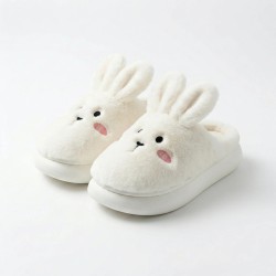 Жіночі кімнатні теплі капці закриті пухнасті Зайчики з вушками білі