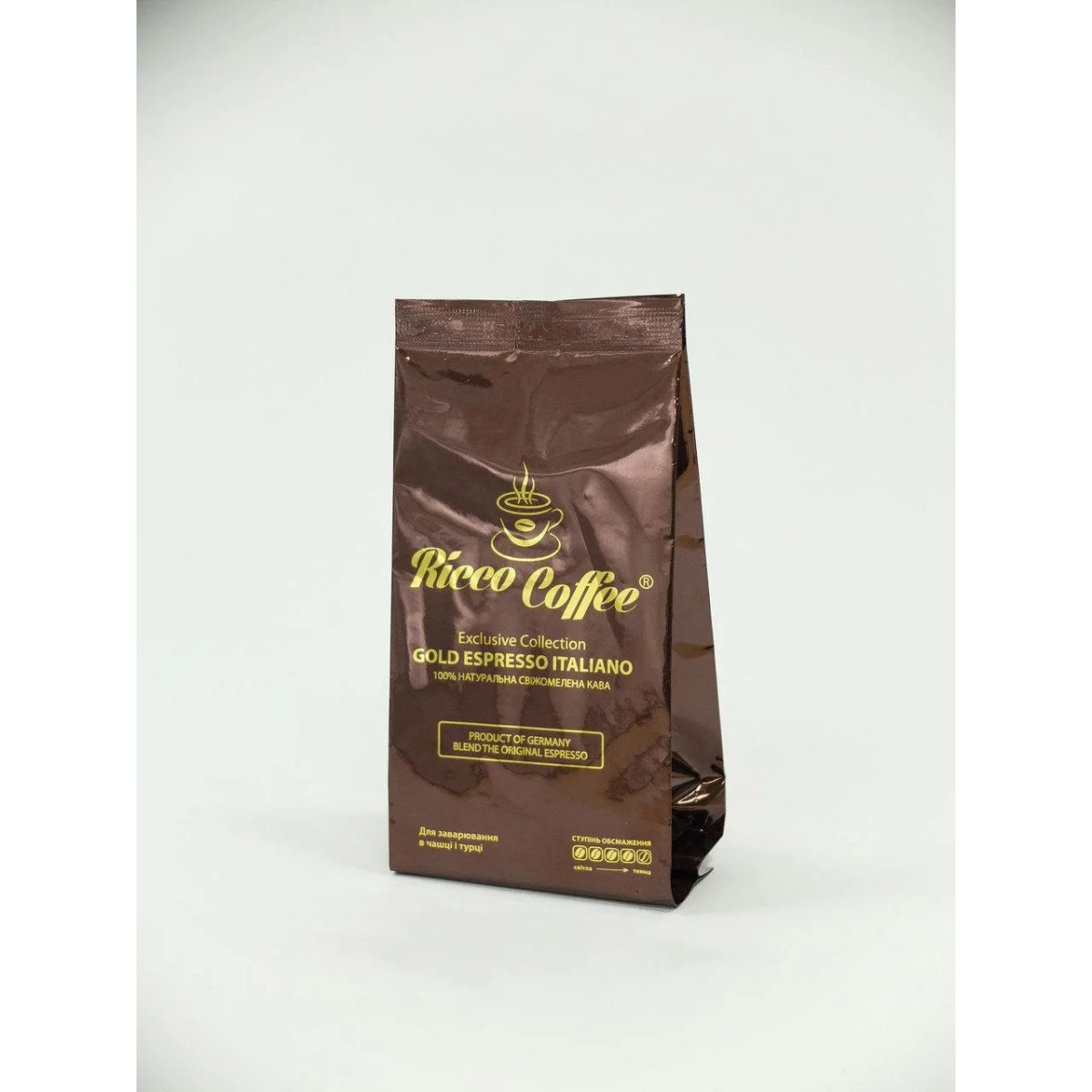 Зерновий кави Ricco Coffee Gold Espresso Italiano 250 гр + ложка в подарунок (арт. 495)