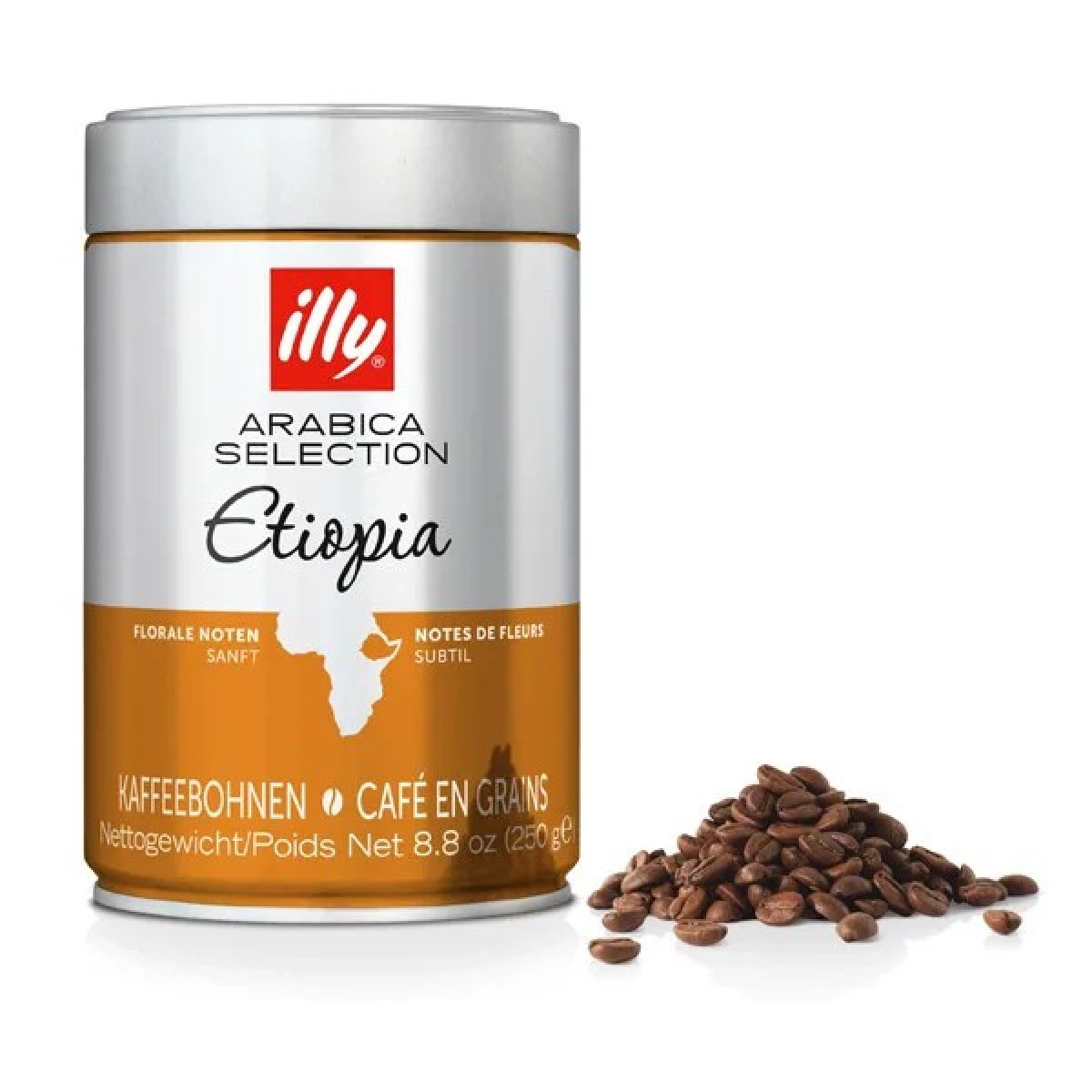 Кава ILLY Monoarabica Ефіопія в зернах 250 г — вишуканий смак з квітковими нотами (арт. 688)
