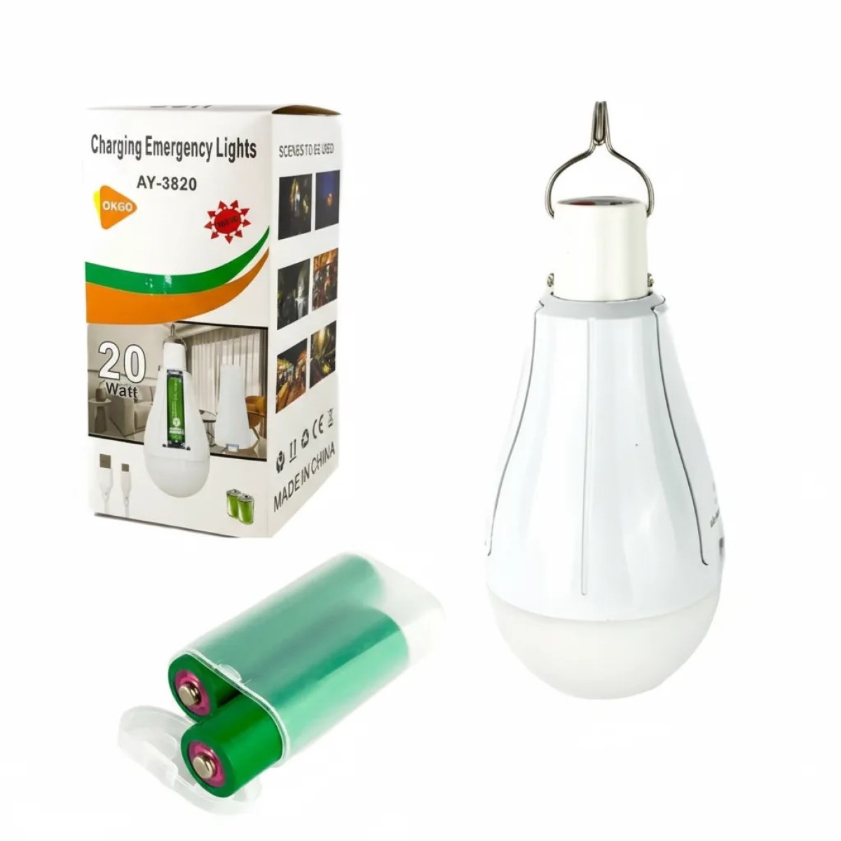 FA 3820 Лампочка з аккумулятором 2 x 18650 роз'єм micro usb 5v (арт. 2878)