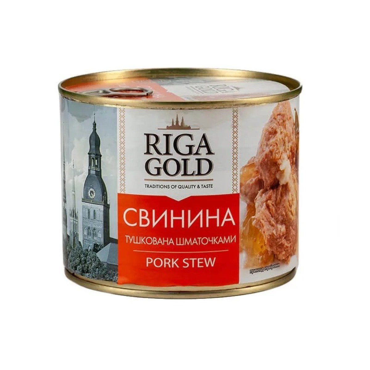 Консерва Riga Gold свинина тушкована 525 г (арт. 390)