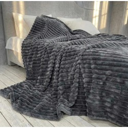 Плед Шарпей м'яка полоска Євро Розміру 200-220см колір Темно-сірий