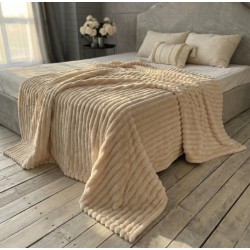 Плед Шарпей Королівська смужка двуспального розміру 180-200см. колір Молочний