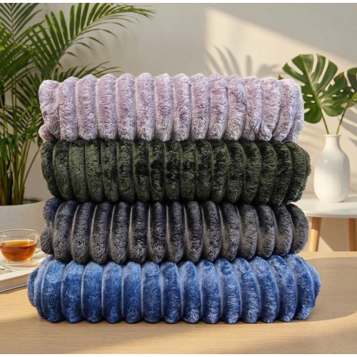 Плед Євро Стандарт 200-220см, Королівська смужка, пухнастий антиалергенний плед-покривало