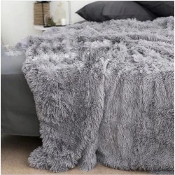 Меховой плед-покрывало «Травка» Евро 220×240 см (Серый)