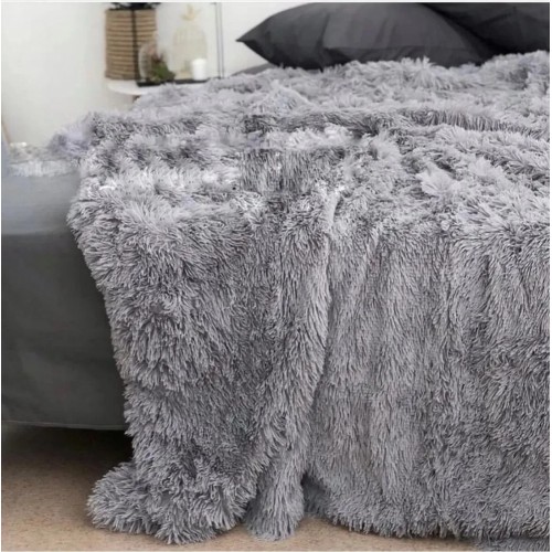 Меховой плед-покрывало «Травка» Евро 220×240 см (Серый)