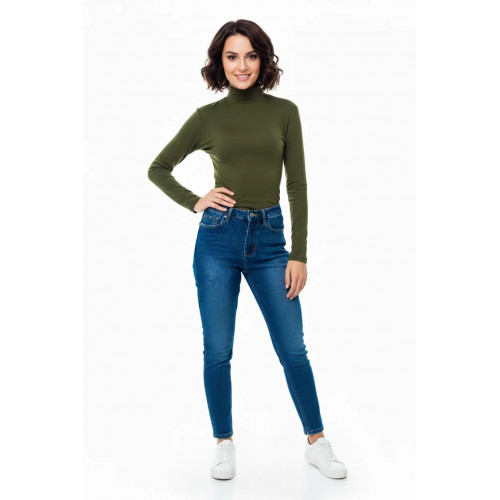 Сіро-зелений утеплений повсякденний трикотажний гольф на флісі