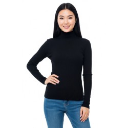 Чорний утеплений повсякденний трикотажний гольф на флісі