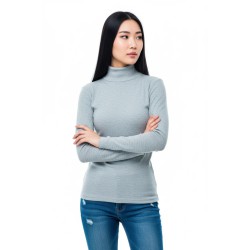 Темно-сірий утеплений повсякденний трикотажний гольф на флісі