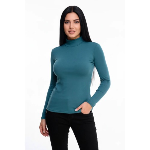 Зелений утеплений повсякденний трикотажний гольф на флісі