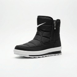 Жіночі зимові дутики спортивні чорні на білій підошві з блискавкою 37-41