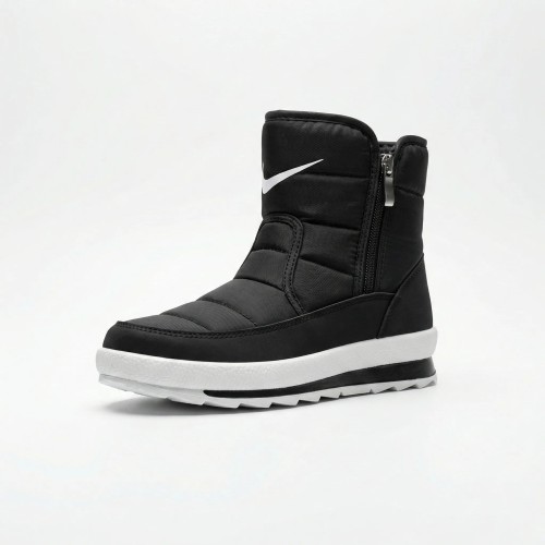 Жіночі зимові дутики спортивні чорні на білій підошві з блискавкою 37-41